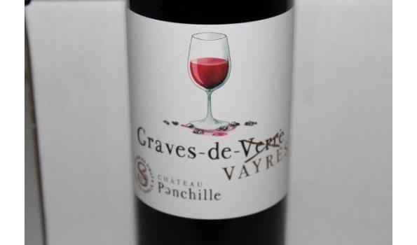 12 flessen à 75cl rode wijn Chateau Panchille, Grave de Vayres, 2018